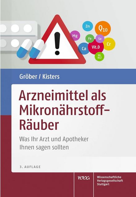 Man sieht das Titelbild des Buchs "Arzneimittel als Mikronährstoff-Räuber"